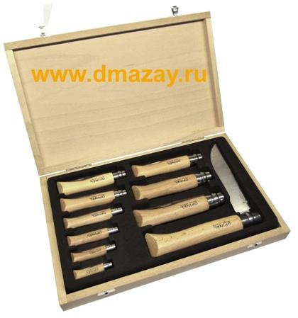 Набор складных ножей Opinel подарочный 10 ножей в деревянном кейсе Франция 001311